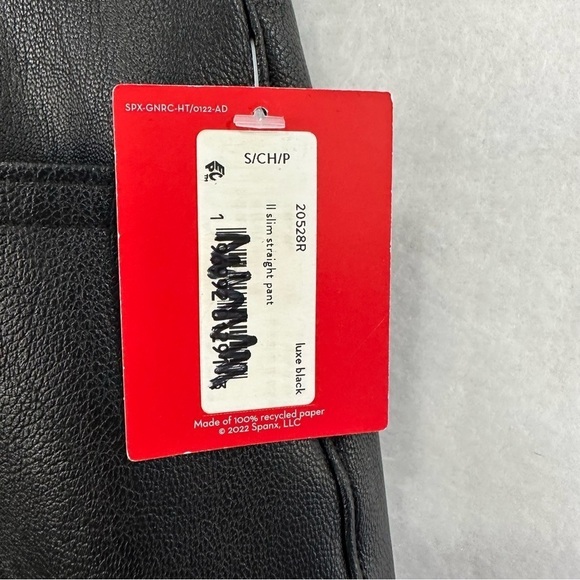 Spanx Faux Vegan Leather Slim Straight Pants in Luxe Black Sz Small 20528R - Picture 12 of 13